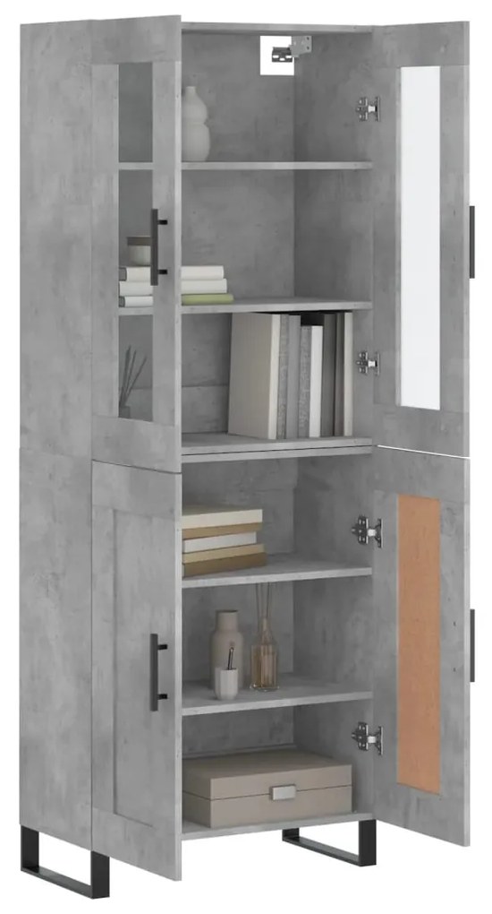 vidaXL Ντουλάπι Γκρι Σκυροδέματος 69,5x34x180 εκ. Επεξεργασμένο Ξύλο
