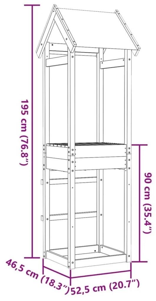 Πύργος Παιχνιδιού 52,5x46,5x195 εκ. Μασίφ Εμποτ. Ξύλο Πεύκου - Καφέ