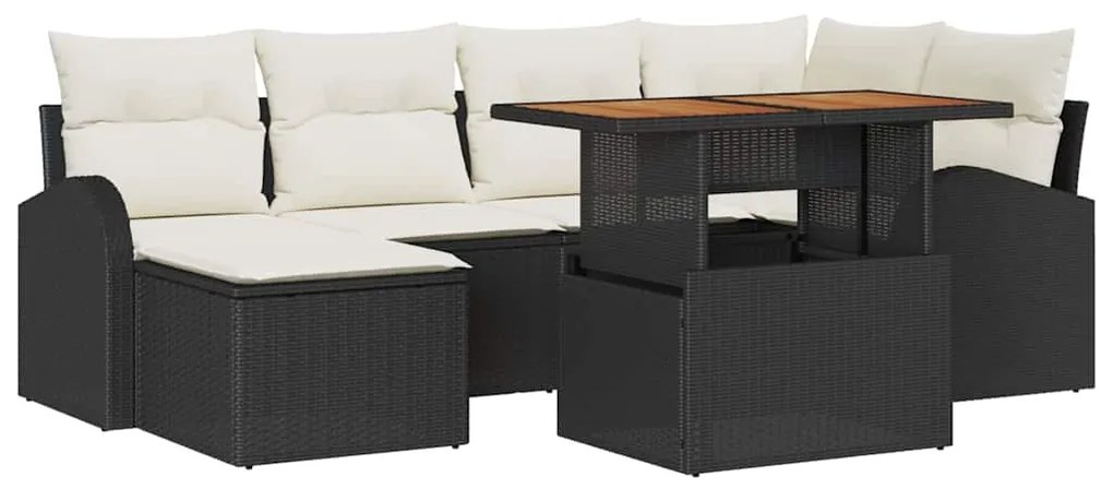 vidaXL Σετ Καναπέ Κήπου με αποθήκευση 7 pcs Μαύρο Πολυ ράταν