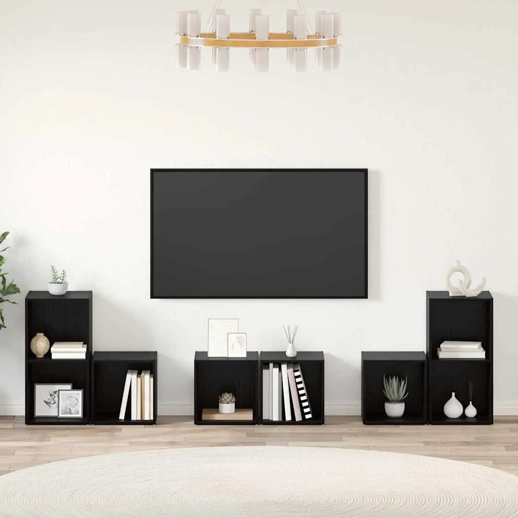 vidaXL ΣΕΤ ΒΑΘΜΟΛΟΓΗΣΗΣ ΤΗΛΕΟΡΑΣΗΣ 6 pcs Μαύρη Οξυά 37 x 35 x 72 εκ.
