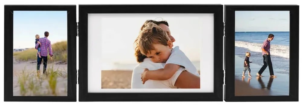 vidaXL Τριπλή Κορνίζα Κολάζ Μαύρη 28 x 18 εκ. + 2 x (13 x 18 εκ.)