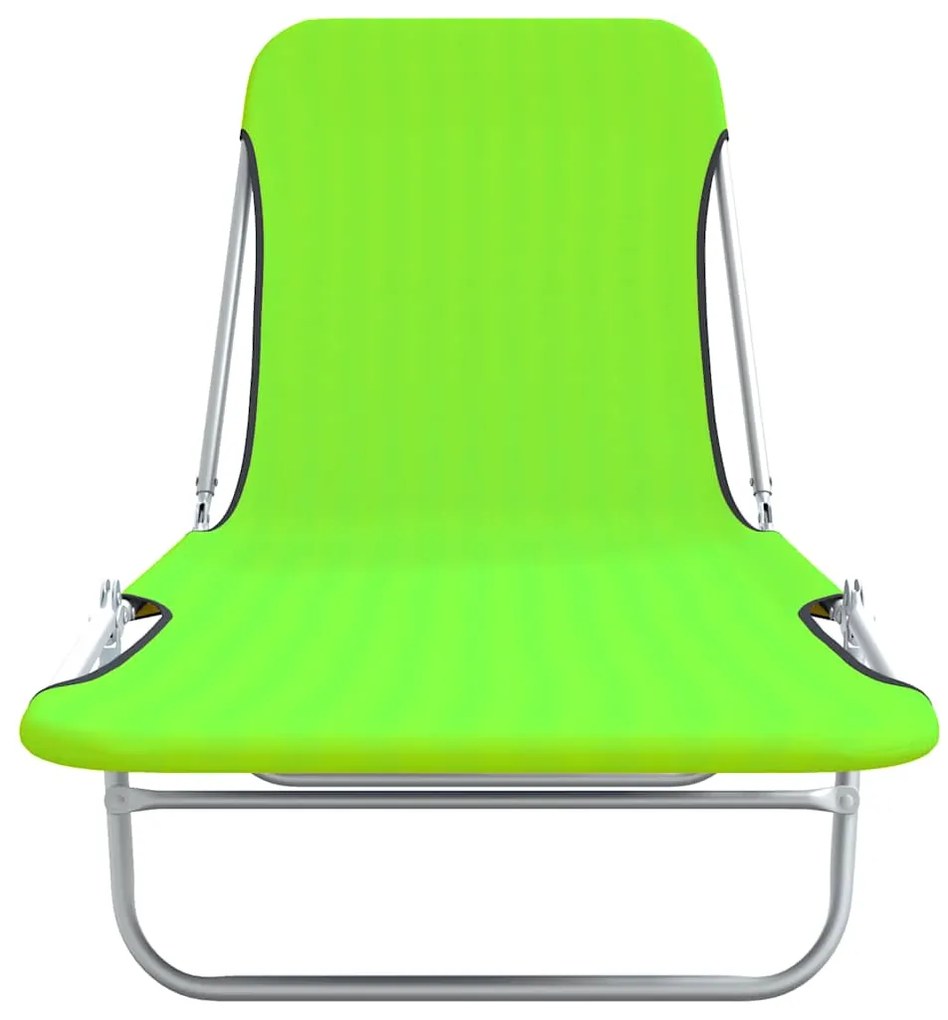 vidaXL Ξαπλώστρες Πτυσσόμενες 2 τεμ. Πράσινες από Ατσάλι / Ύφασμα