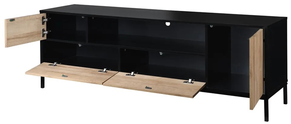 BLACKBIRD TV STAND RIVIERA OAK ΜΑΥΡΟ 160x40,5xH58cm - 05-0670 - 05-0670