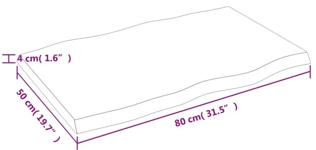 Επιφ Τραπεζιού Αν Καφέ 80x50x(2-4)εκ. Ακατέργ. Μασίφ Ξύλο Δρυός - Καφέ