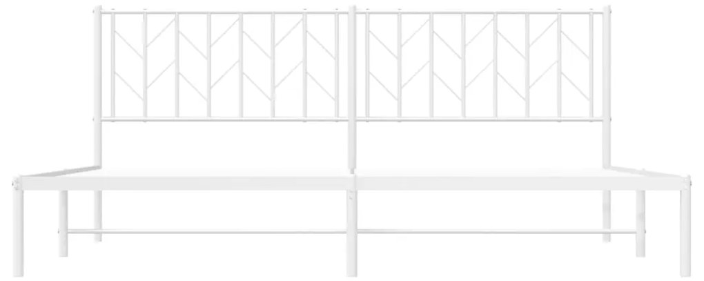vidaXL Πλαίσιο Κρεβατιού με Κεφαλάρι Λευκό 193 x 203 εκ. Μεταλλικό