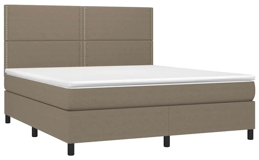 vidaXL Κρεβάτι Boxspring με Στρώμα & LED Taupe 180x200 εκ. Υφασμάτινο