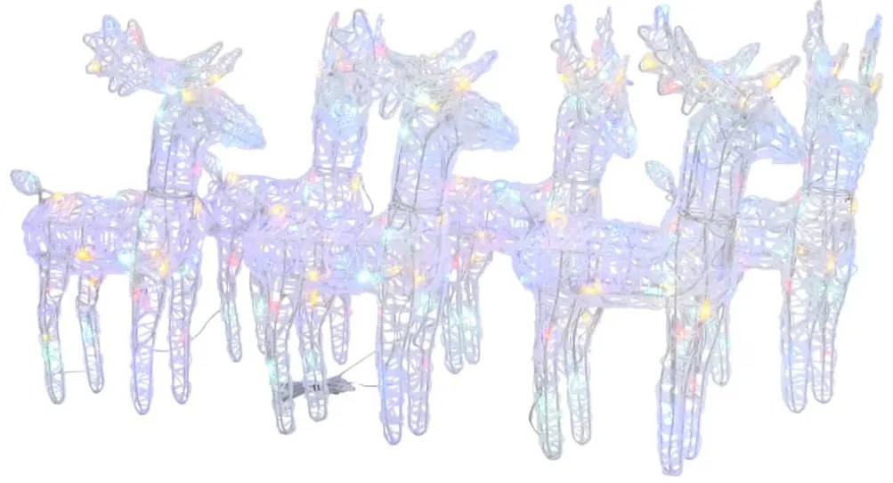 vidaXL Χριστουγεννιάτικοι Τάρανδοι 6 τεμ. 240 LED Πολύχρωμοι Ακρυλικοί