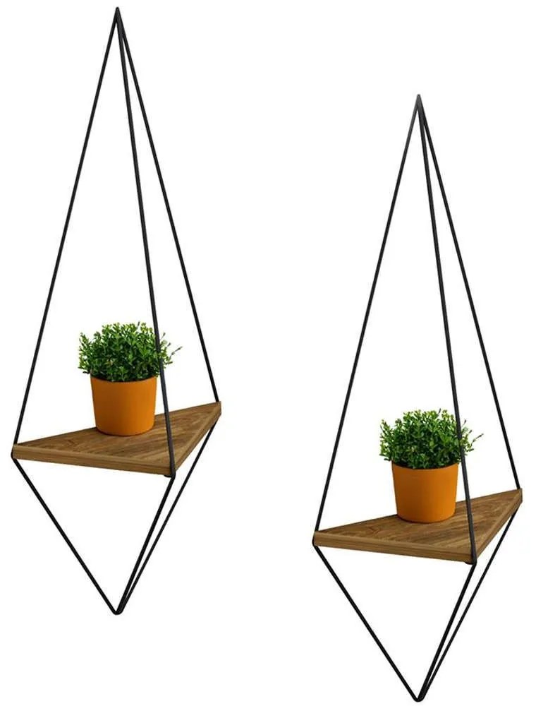 Ράφι Επιτοίχιο (Σετ 2Τμχ) Cannard HM8925.11 23x15x60cm Black Μελαμίνη,Μέταλλο