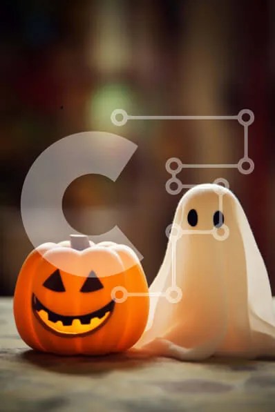 Intra Συλλεκτικό Ξύλινο Παζλ Plywood 4mm - Φάντασμα και κολοκύθα για το Halloween Σε Ξύλινο Κουτί - Διαστάσεις Puzzle: 10x10 cm – 25 κομμάτια