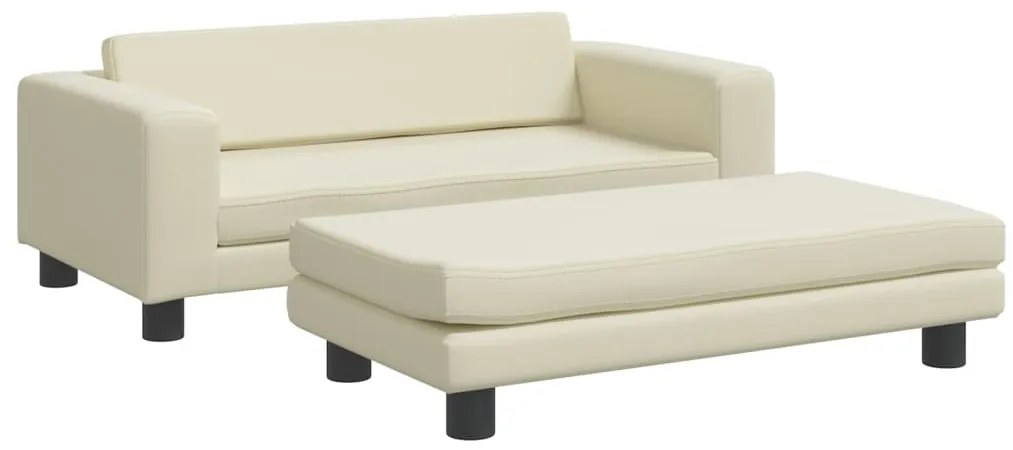 vidaXL Καναπές Παιδικός με Υποπόδιο Κρεμ 100 x 50 x 30 εκ. Συνθ. Δέρμα