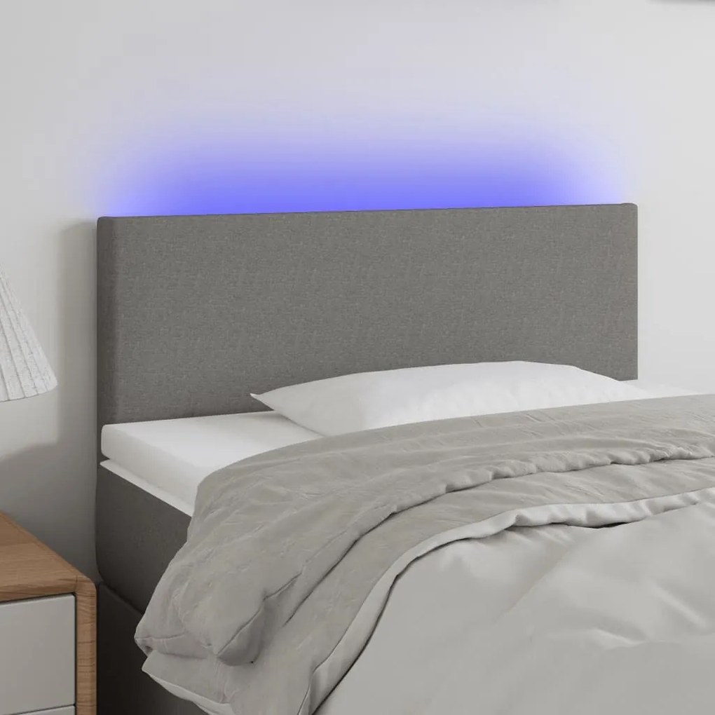 Κεφαλάρι Κρεβατιού LED Σκούρο Γκρι 100x5x78/88 εκ. Υφασμάτινο 3121323