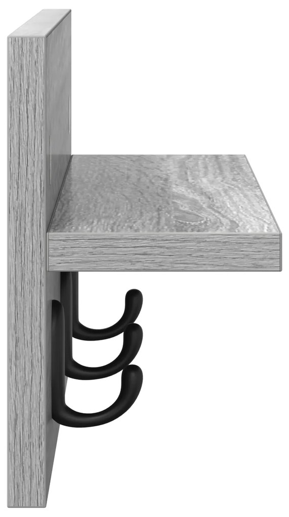 vidaXL Τοίχου Κρεμάστρα με ράφι Γκρι sonoma 40 x 10.5 x 18 εκ