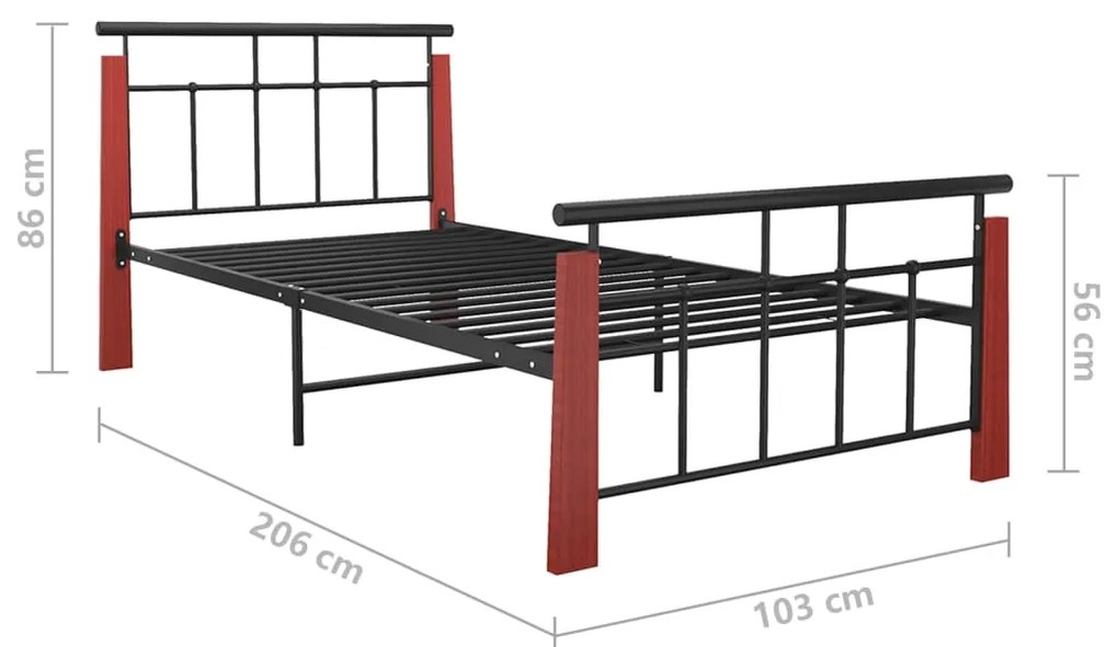 vidaXL Πλαίσιο Κρεβατιού 90 x 200 εκ. Μέταλλο &amp; Μασίφ Ξύλο Δρυός