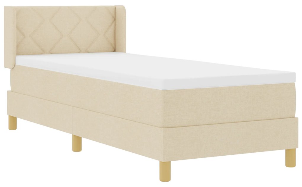 vidaXL Κρεβάτι Box Spring με Στρώμα, Κρεμ, 80 x 200 cm Ύφασμα