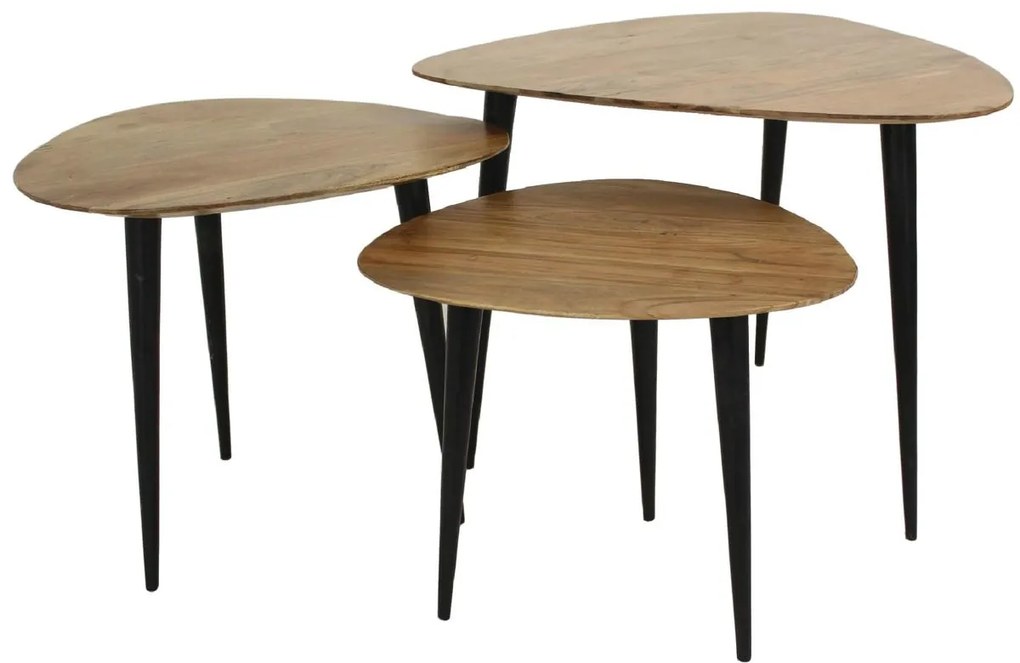 Τραπεζάκι ArteLibre Καφέ Ξύλο 65x65x45cm Σετ 3Τμχ-05151734