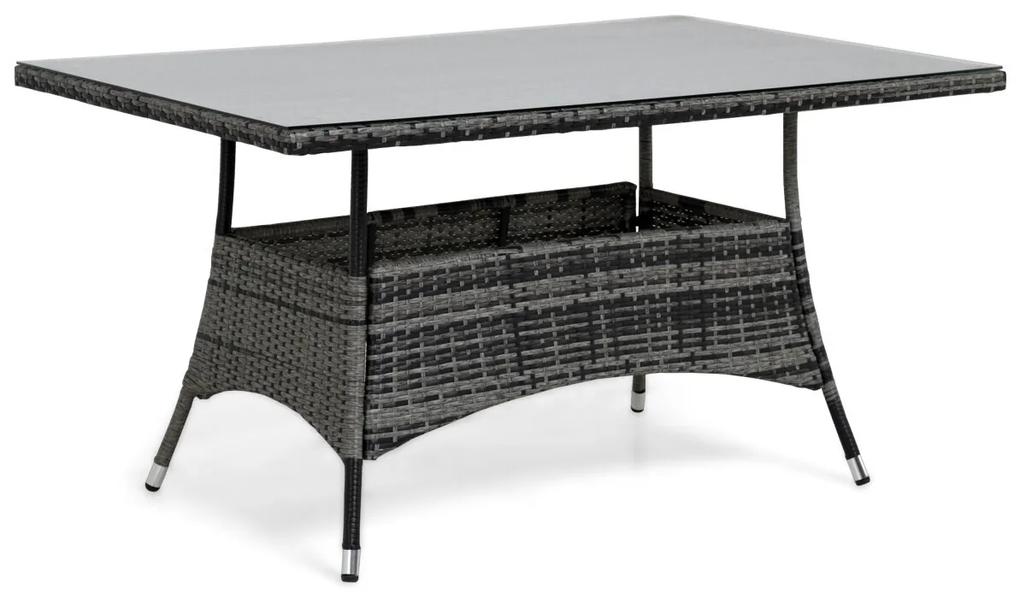 Τραπέζι εξωτερικού χώρου Comfort Garden 1340, Επεξεργασμένο γυαλί, 74x90cm, 23 kg, Γκρι, Πλαστικό ψάθινο | Epipla1.gr