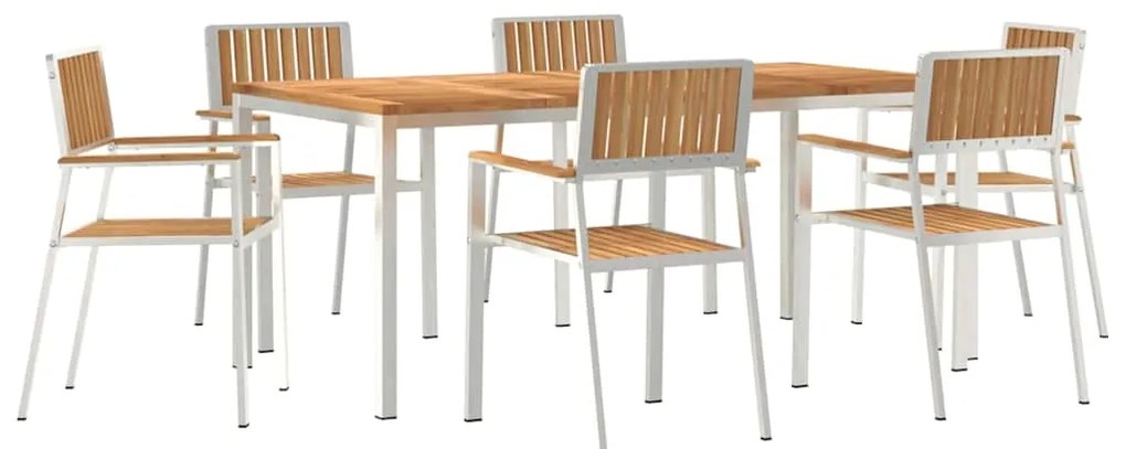 vidaXL Σετ Γεύματος Κήπου  για 7 Άτομα από Ξύλο Teak και Ανοξείδωτο Ατσάλι