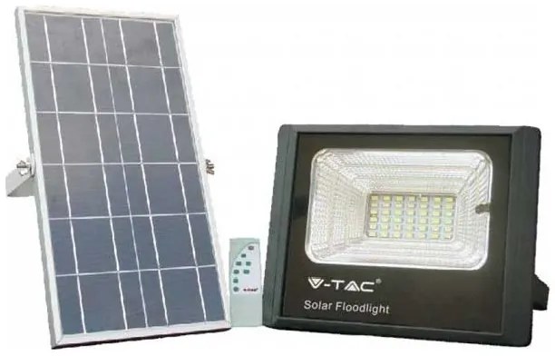 V-TAC LED Ηλιακός Προβολέας 25W 550lm Μαύρος 6000K 120° Ψυχρό Λευκό 5000mAh 94006