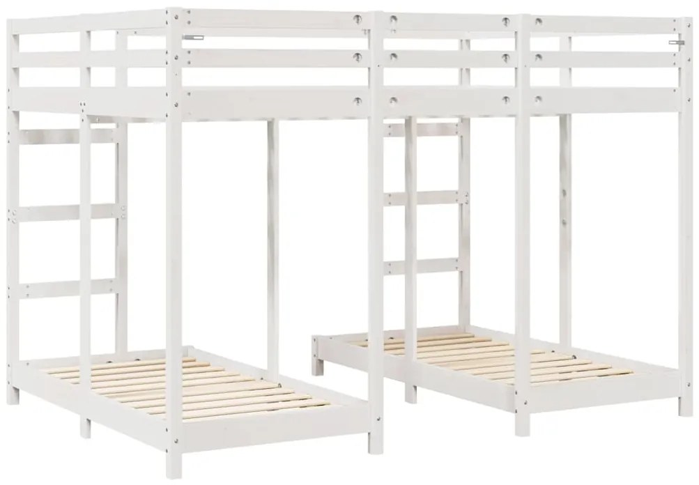 vidaXL Σκελετός Κουκέτας Τριών Επιπέδων Λευκό 140 x 200 cm