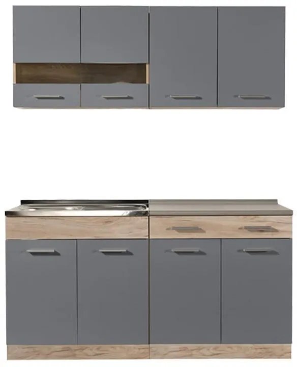 Σύνθεση Κουζίνα Dalila 160 Γκρί Δρύς - Γκρί 160x51,5x206,5 εκ. 160x51.5x206.5 εκ.
