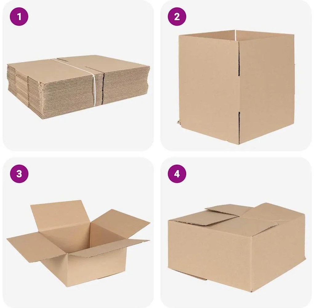 vidaXL Πτυσσόμενο Κουτί 50 pcs Καφέ 30 x 30 x 15 cm Χαρτόνι