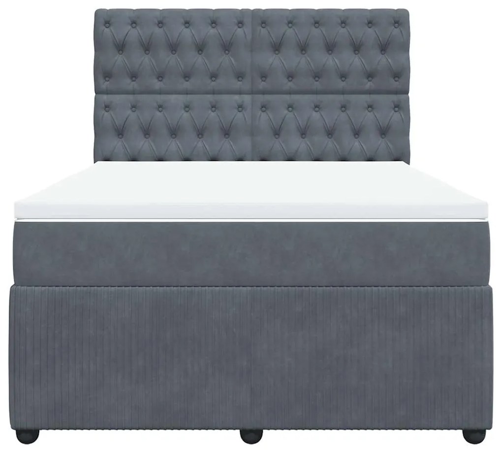vidaXL Κρεβάτι Boxspring με Στρώμα Σκούρο Γκρι 160x200 εκ. Βελούδινο
