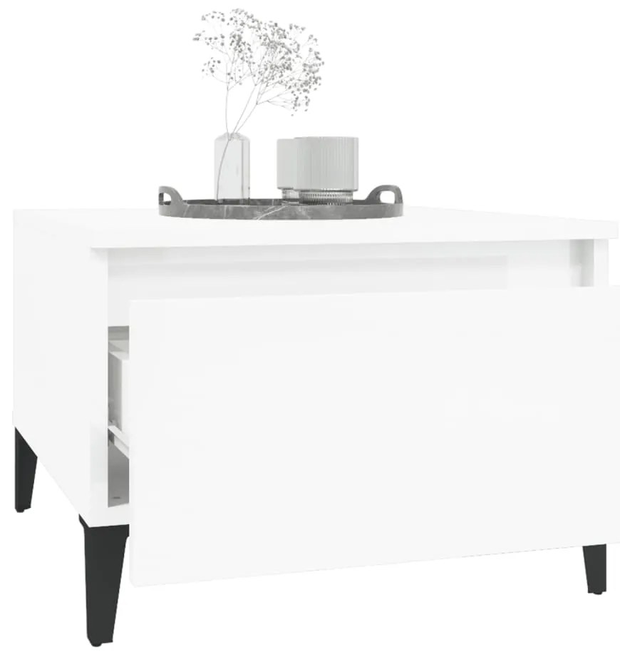 vidaXL Βοηθητικά Τραπέζια 2 τεμ. Γυαλ.Λευκό 50x46x35 εκ. Επεξ. Ξύλο