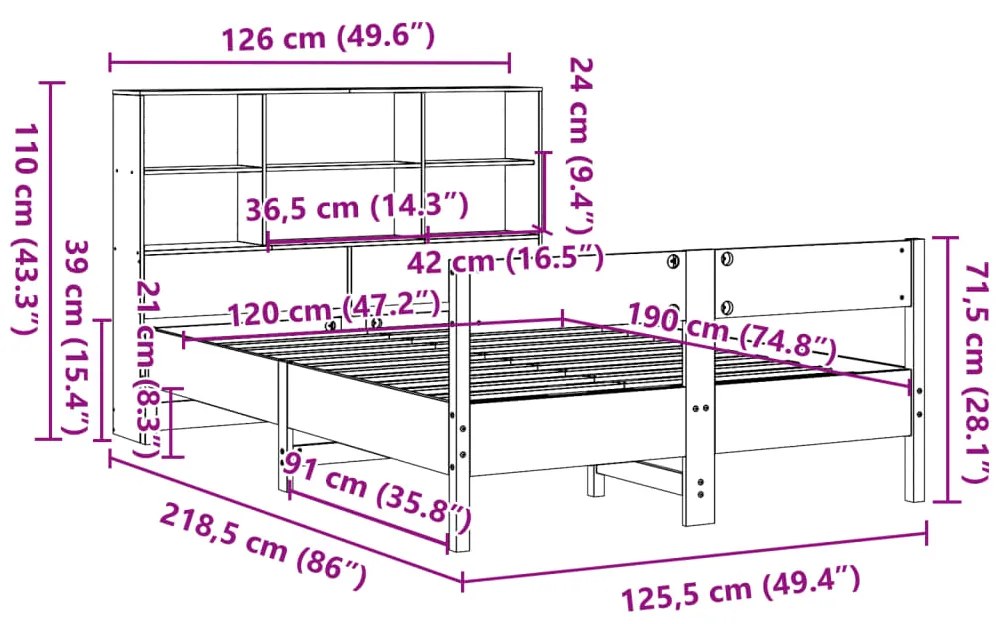 ΚΡΕΒΑΤΙ ΒΙΒΛΙΟΘΗΚΗ ΧΩΡΙΣ ΣΤΡΩΜΑ 120X190 ΕΚ ΜΑΣΙΦ ΞΥΛΟ ΠΕΥΚΟΥ 3323006