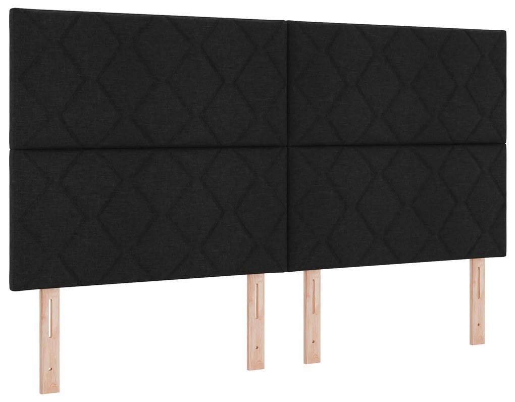 vidaXL Κρεβάτι Box Spring με Στρώμα & LED Μαύρο 180x200 εκ. Ύφασμα