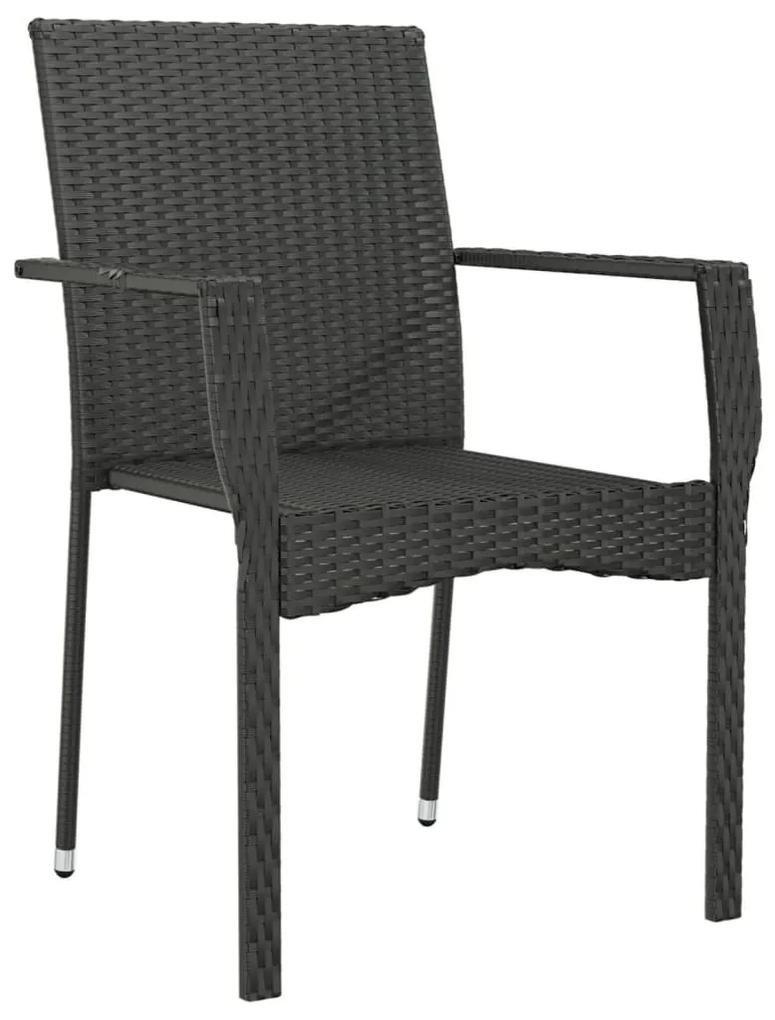 Καρέκλες Κήπου 4 τεμ. Μαύρο από Συνθετικό Ρατάν με Μαξιλάρια - Μαύρο