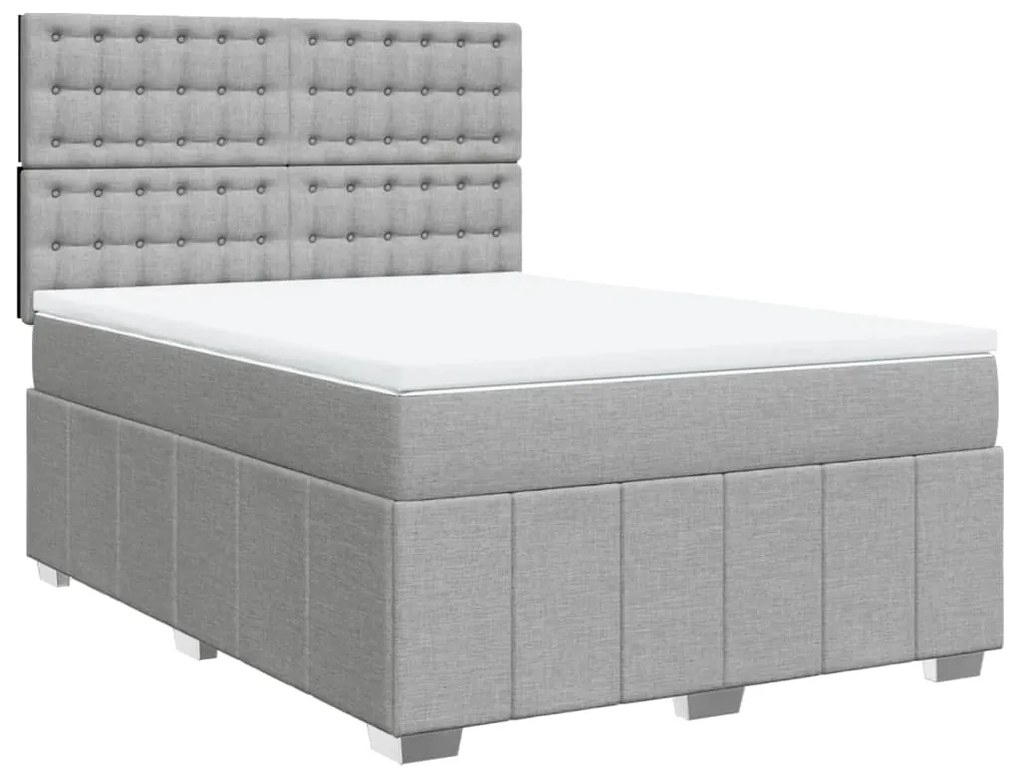 vidaXL Κρεβάτι Boxspring με Στρώμα Ανοιχτό Γκρι 140x200 εκ. Υφασμάτινο