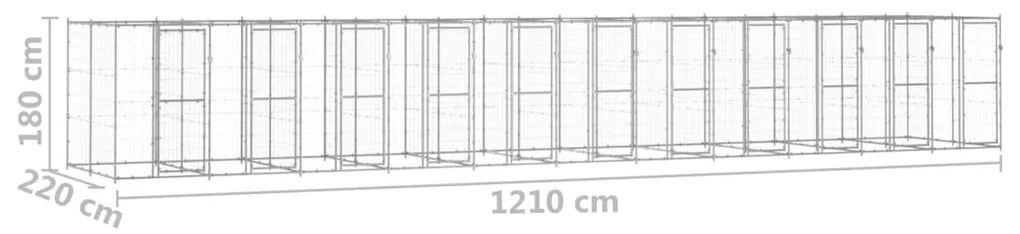 vidaXL Κλουβί Σκύλου Εξωτερικού Χώρου 26,62 μ² από Γαλβανισμένο Χάλυβα