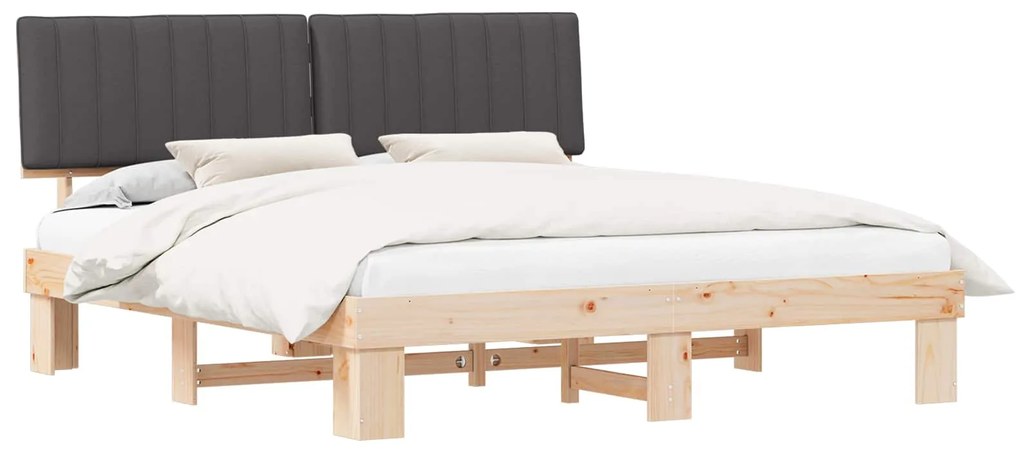 vidaXL Σκελετός Κρεβατιού με Επενδεδυμένο Κεφαλάρι Σκούρο Γκρι