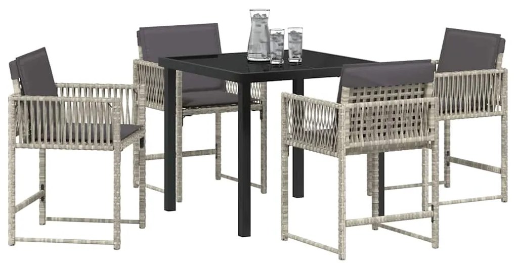 vidaXL Σέτ φαγητού για κήπο 5 pcs Ανοιχτό γκρι συνθετικό ρατάν