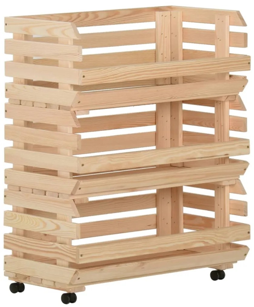 Τρόλεϊ Λαχανικών 77 x 30 x 80 εκ. από Μασίφ Ξύλο Πεύκου