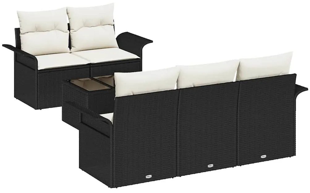 vidaXL Σετ Καναπέ Κήπου με μαξιλάρι 6 pcs Μαύρο, Κρέμα 55 x 55 x 37 εκ