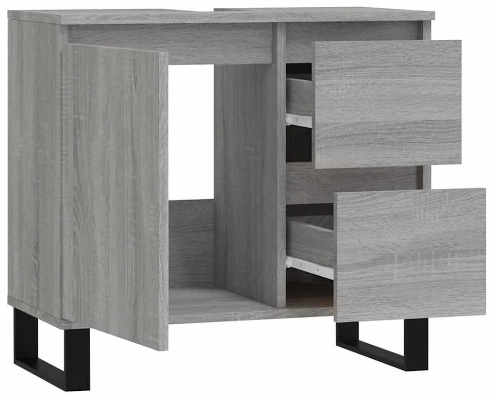 vidaXL Ντουλάπι Μπάνιου Γκρι Sonoma 65x33x60 εκ. Επεξεργασμένο Ξύλο