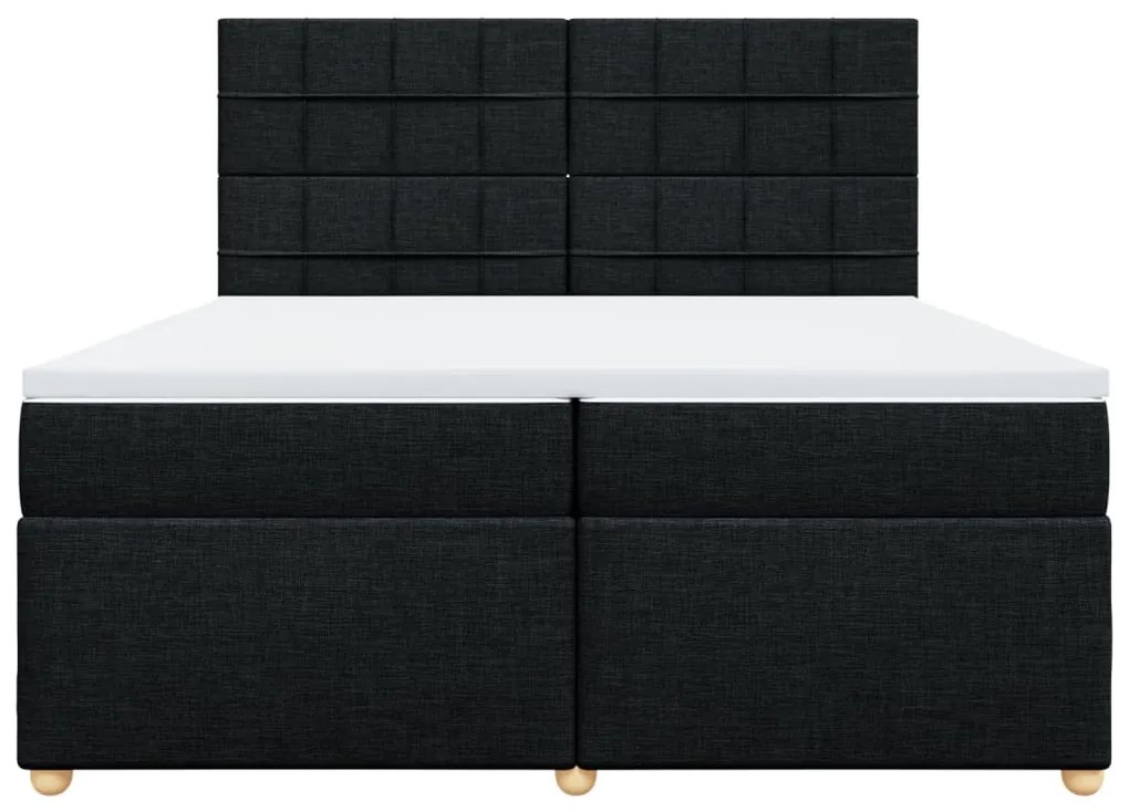 vidaXL Κρεβάτι Boxspring με Στρώμα Μαύρο 200x200 εκ. Υφασμάτινο