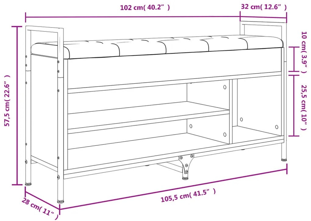 Παπουτσοθήκη Καπνιστή Δρυς 105,5x32x57,5 εκ. Επεξεργασμένο Ξύλο - Καφέ