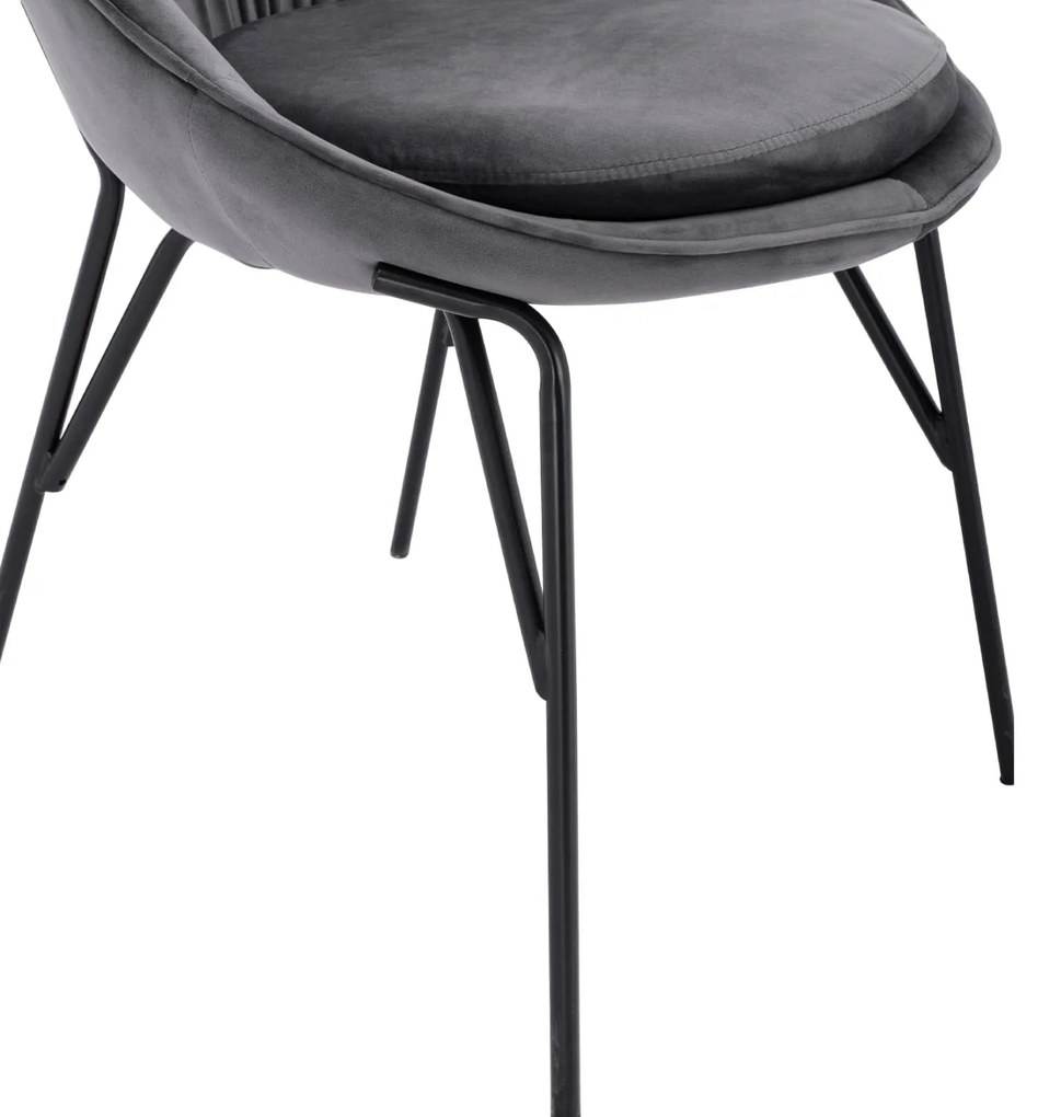 Καρέκλα KELSEY Βελούδο Γκρί με Μαύρα πόδια 59x63x84εκ. 59x63x84 εκ.