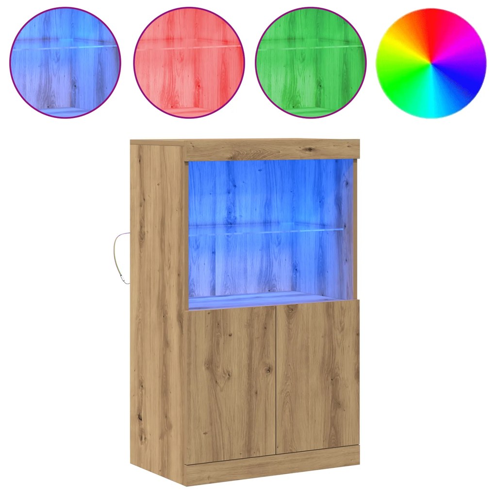 vidaXL Σαλονάκι με Φωτιστικά LED Ξύλο Artisan 60x37x100 εκ.