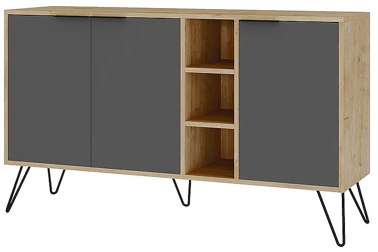 Μπουφές Clara Megapap χρώμα φυσικό οξιάς - ανθρακί 142x35,6x83εκ.
