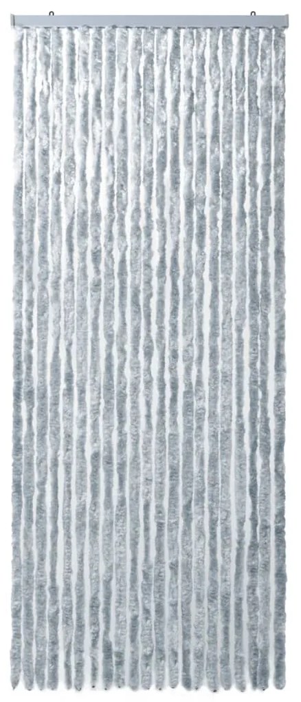 vidaXL Σήτα - Κουρτίνα Πόρτας Λευκό / Γκρι 90 x 220 εκ. από Σενίλ