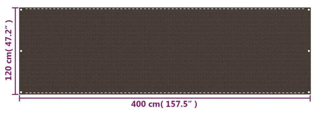 vidaXL Διαχωριστικό Βεράντας Καφέ 120 x 400 εκ. από HDPE