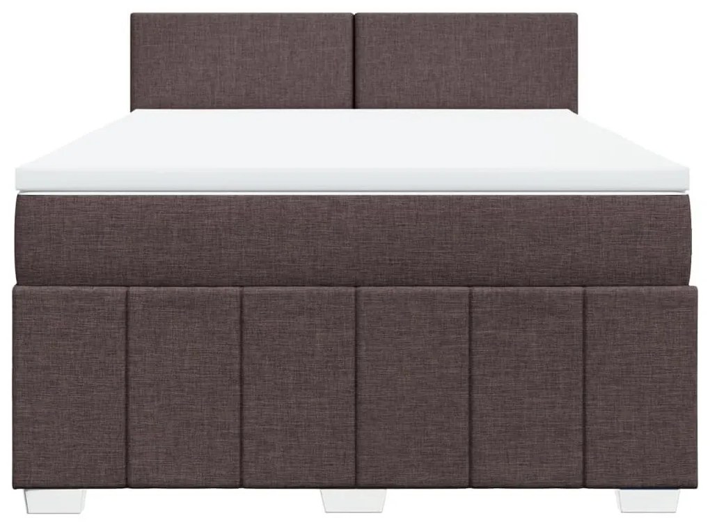 Κρεβάτι Boxspring με Στρώμα Σκούρο Καφέ 140x200 εκ Υφασμάτινο - Καφέ