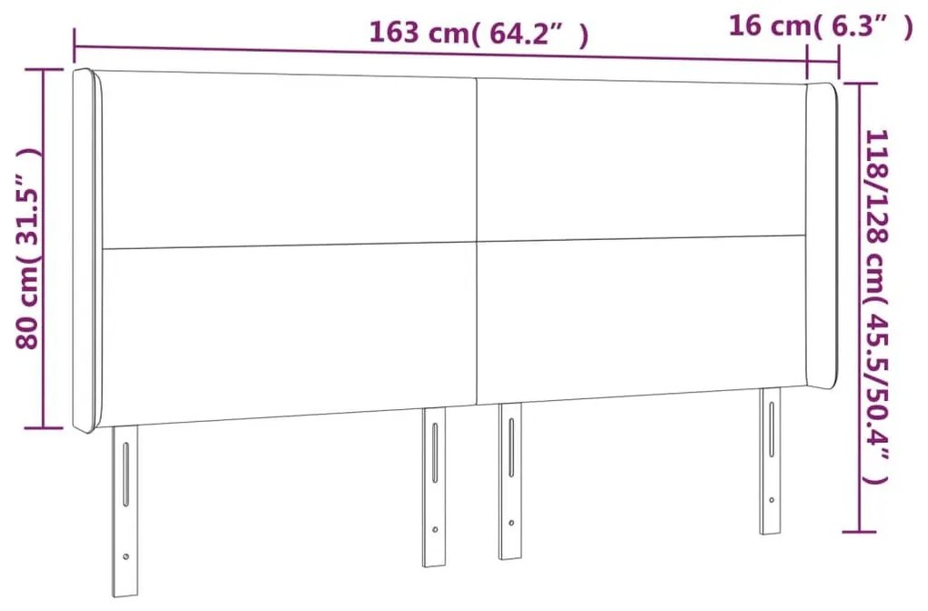 Κεφαλάρι με Πτερύγια Μαύρο 163x16x118/128 εκ. Υφασμάτινο - Μαύρο