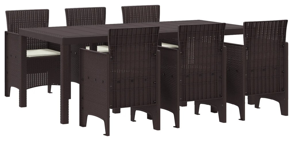 vidaXL Σετ Εξωτερικής Τραπεζαρίας 7 pcs Καφέ 200 x 100 x 73 εκ.