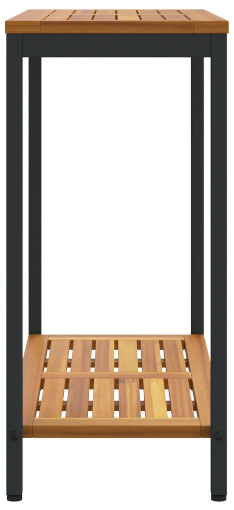 vidaXL Εξωτερικό Τραπέζι Φυσικό & Μπλέ 35x80x75 εκ. Σταθερό Ξύλο και Χάλυβας