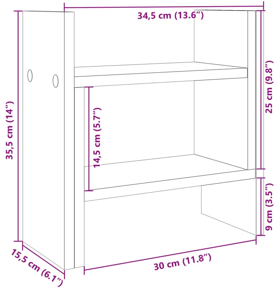 Έπιπλο Οργάνωσης Γραφείου Γκρι Σκυρ 34,5x15,5x35,5εκ Επεξ. Ξύλο