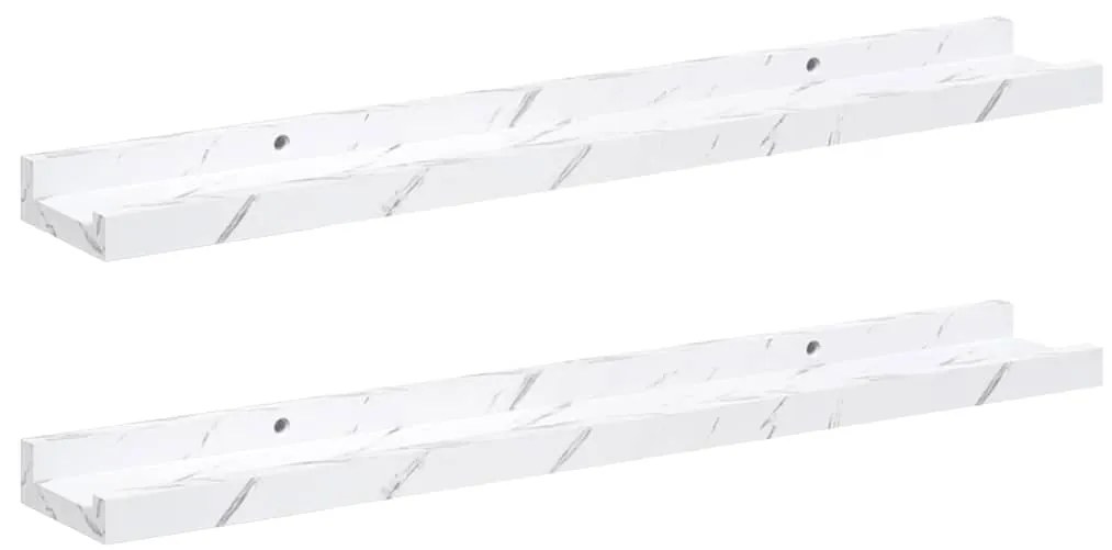 vidaXL Ράφι Τοίχου με ράφι Επιτοίχιο 2 pcs Λευκό Μάρμαρο 60 x 9 x 3 cm